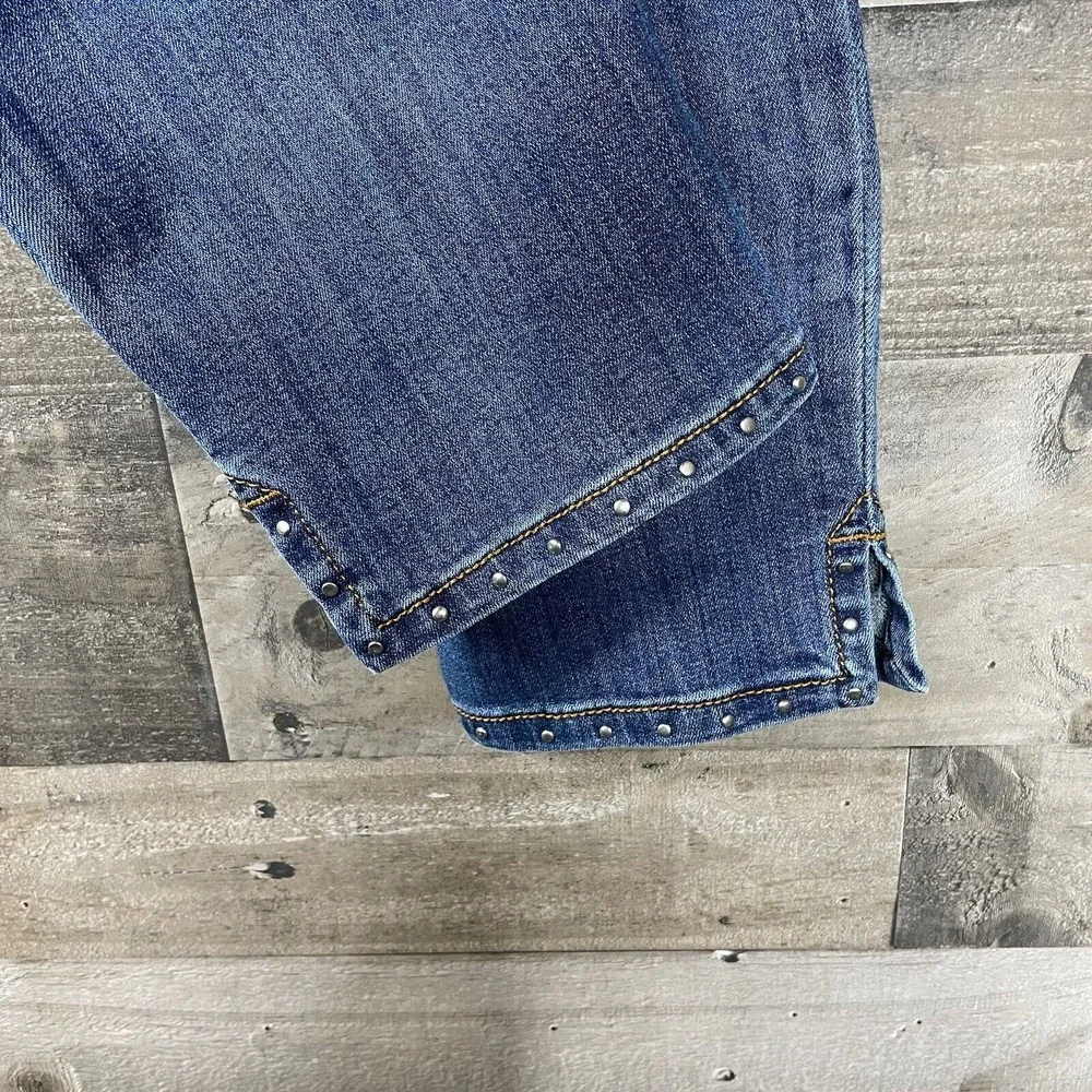 CHRISTOPHER and  BANKS Women's Jeans‎ Size 10 Blue Stretch Denim Bling Hem